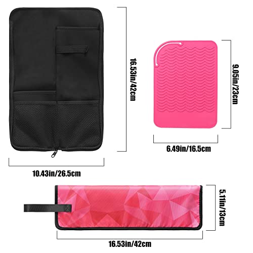 Luxspire Curling Iron Holder, Flat Iron Holder Organizer with Heat Resistant Silicone Mat, Flat Iron Travel Case Storage Bag Pouch for Hair Straightener Curling Wand Hair Straightener Comb Hair Tools - Thumbnail 7