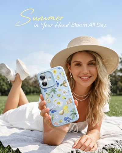 Image of ESR for iPhone 17 Case, Camera Control Cover, Compatible with MagSafe, Shockproof Military-Grade Protection, Magnetic Case for iPhone 17, Classic Hybrid, Tropical Paradise, Light Blue