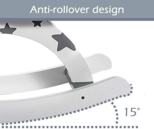 Labebe Baby Schaukelpferd Holz, Schaukelpferd Grau mit Stern für Baby 1-3 Jahre Alt, Schaukel Pferd/Schaukel Klein… – Bild 7