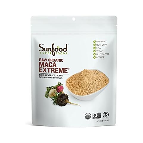 Sunfood Superfoods Organic Maca Root Powder, Raw Superfood for Wellness, Use in Tea, Coffee, Matcha, Smoothie, Non-GMO, Vegan, Gluten-Free, 8 oz. Bag, 133 Servings Cover
