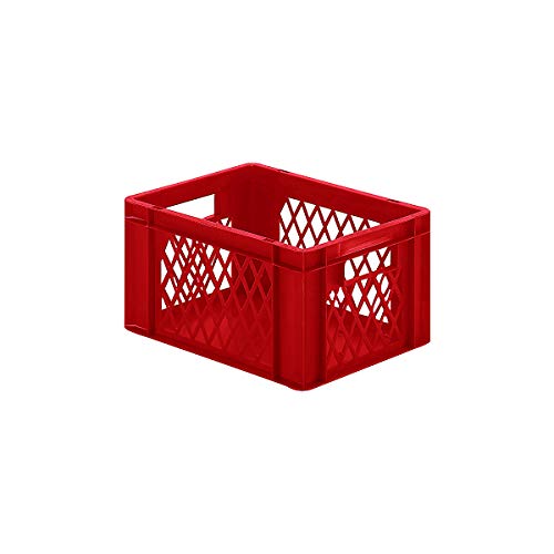 kaiserkraft | Contenitore impilabile formato Euro | pareti forate | fondo pieno | lungh x largh x alt 400 x 300 x 210 mm | rosso | conf da 5 pz