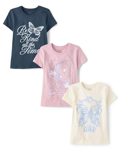 Image of The Children's Place Girls' Unicorns,Butterfly Short Sleeve Graphic T-Shirts,3 Pack