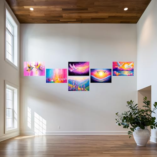 Image of SiddArtify Colorful Bird Wall Art Prints Set - Abstract Animal Poster Decor for Living Room Bedroom Office - 8x12 inch Board Pack of 6