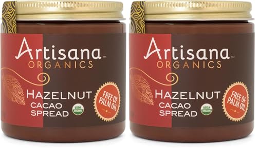 Artisana Organics Hazelnut Cacao Spread, 9.5 oz | USDA Organic, No Palm Oil, Sweetened with Coconut Sugar (Pack of 2)