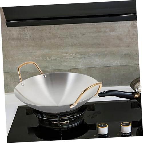 Olla Wok pequeña de acero inoxidable con doble asa miniatura 4