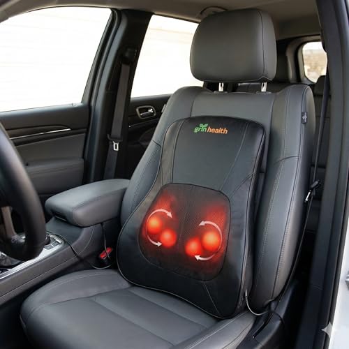 Image of Grin Health Shiatsu Back Massager Cushion For Chair, Massage Pillow with Kneading for Back, Neck, Shoulder, Massage Machine for Home, Massager for Chair -Back Pain Relief (GH237)