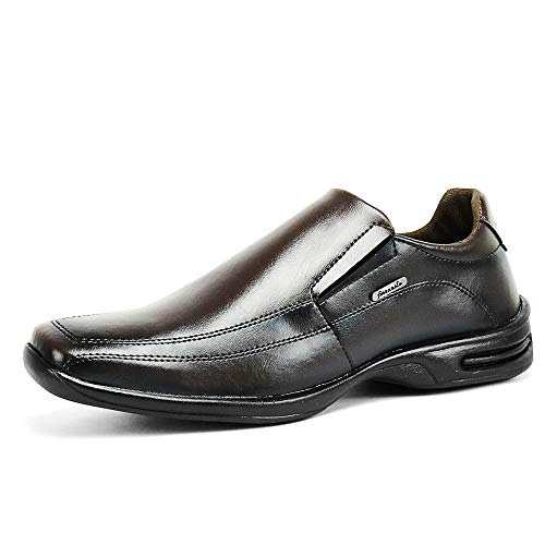 Sapato Social Conforto Com Elástico Brilhante Sapatofran Masculino (42, CAFÉ)