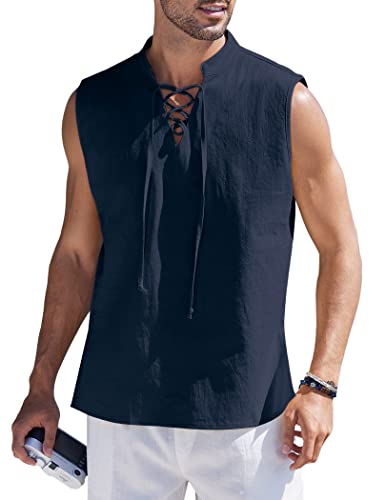 Débardeur en coton et lin pour homme style bohème et hippie