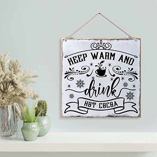 Panneau en bois rustique de Noël, l'esprit Keep Warm pour une maison chaleureuse - 4
