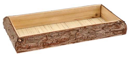 Meinposten Tablett Holz Natur Baumrinde Dekobrett Holztablett Schale Servierbrett Länglich 30 cm rustikal (M 30 cm)