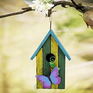 Bird House for Outside Hanging Rustic Wood Bird House Outdoor Garden Patio Hand Painted Decorative Birdhouse for Finch Bluebirds Sparrows Chickadees Cardinal (Butterfly) Bird House for Outside Hanging Rustic Wood Bird House Outdoor Garden Patio Hand Painted Decorative Birdhouse for Finch Bluebirds Sparrows Chickadees Cardinal Butterfly