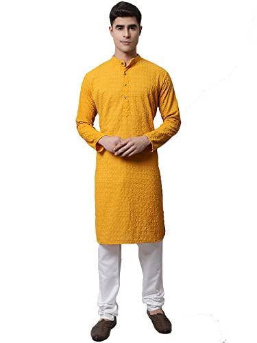 Image of Jompers Men's Regular Fit Cotton Embroidered Kurta Set