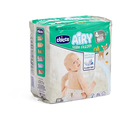 Chicco Airy Ultra Fit&Dry Maxi Talla 4 Pañales para Bebés 7-18 kg, 19 unidades