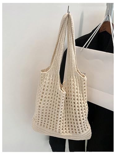 Bolso Tote tejido para mujer color beige miniatura 3