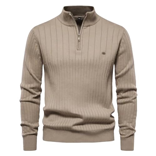 Winter Men's 1/4 Zip Pullover Sweater Casual Men Stand Collar Warm Turtleneck Sweaters