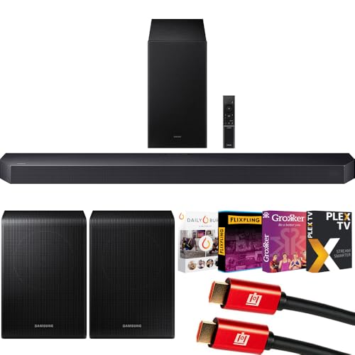 Image of Samsung HW-Q600F 3.1.2ch Soundbar and Subwoofer (2025) Q-Symphony Bundle with SWA-9250S Wireless Rear Speaker Kit, Tech Smart USA Premiere Movies Streaming and 2X 4K HDMI Cable