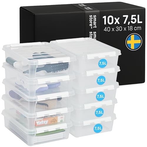SmartStore - 10x Aufbewahrungsbox mit Deckel Classic 7,5L (40x30x11cm) |...