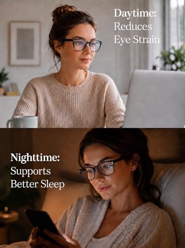 Image of 2 Packs Professional Sleep Glasses with 97.6% Blue Light Blocking Dual AR Coatings Clear Lens, Computer Gaming Glasses for Men Women, Anti Fatigue & Eye Strain