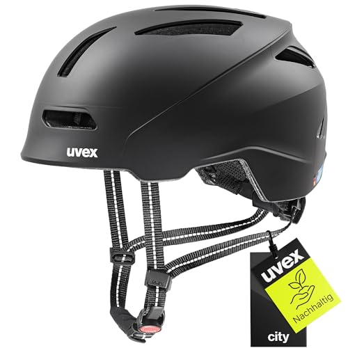 uvex urban planet - nachhaltiger Fahrradhelm für Damen und Herren - individuelle Größenanpassung - aus Recyclingmaterial - black matt - 58-61 cm