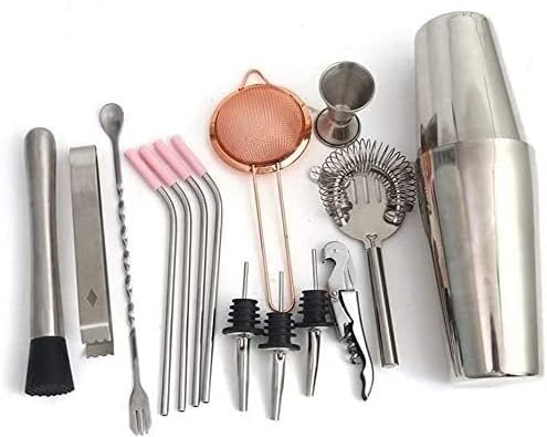 Kit de Coctelería con Soporte de Bambú, 15 Piezas, Acero Inoxidable miniatura 2