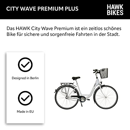 HAWK City Wave Premium Plus inkl. Korb I Damenfahrrad 28 Zoll I Damen Fahrrad mit 3-Gang Shimano Nabenschaltung, Beleuchtung & Ergogriffen I Weiß – Bild 6