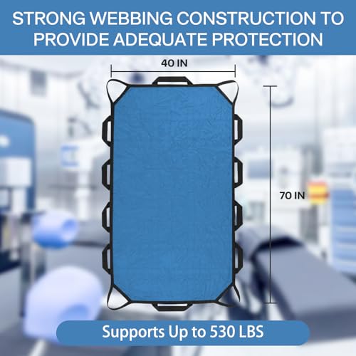 Image of 70 inchx40 inch Positioning Bed Pad with Reinforced Handles Waterproof Washable Draw Sheets for Hospital Bed Patients Moving Pad for Turning Lifting and Transfer Sheet Nylon (Light Blue)