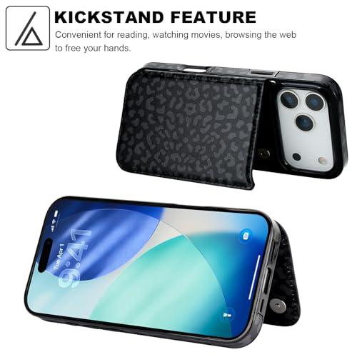HAOPINSH Wallet Case Card Holder for iPhone 17 Pro Max,Black Leopard by HAOPINSH - Used condition - Image 5