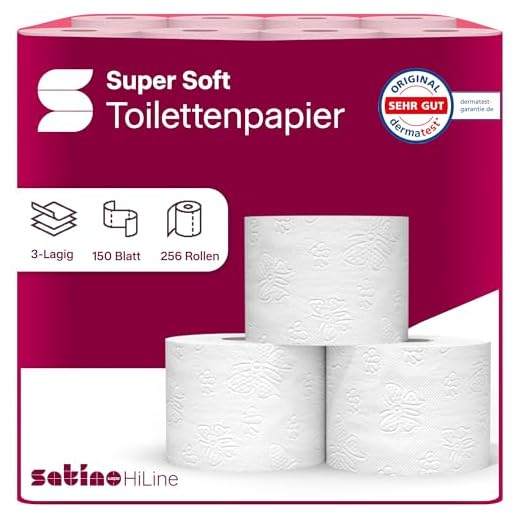 128 Rollen Toilettenpapier 3-lagig – 150 Blatt – Satino - 16 Packs á 8 Rollen - extra weiche, hochwertige Blätter – aus feinstem Zellstoff – für Zuhause, Hotels, Gastronomie, Gewerbe, Industrie