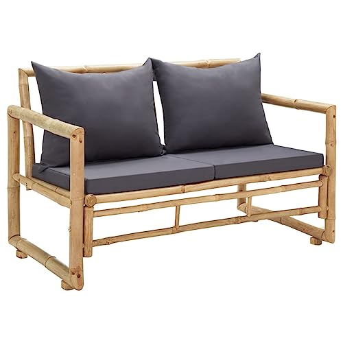 VidaXL Banc de Jardin Avec Coussins - Meuble d'Extérieur pour Patio, Terrasse et Arrière-Cour - 115 cm en Bambou