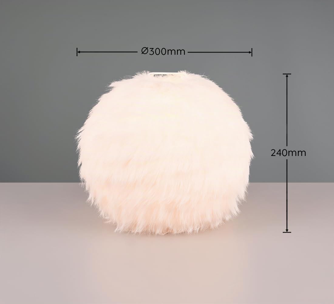 Reality Leuchten Tischleuchte Furry R51581001, Metall Weiß matt, Schirm Synthetik Plüsch, exkl. 1x E14