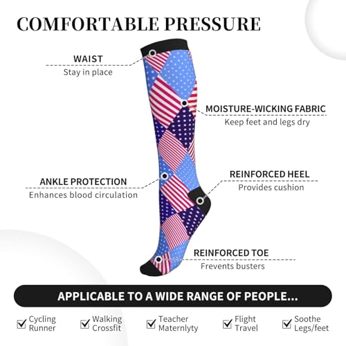 Image of Compression Socks for Women Men Circulation Graduated Supports Socks for Running Athletic Sports Nurse Travel