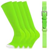 Youper Youth Elite Baseball Socks & Belt Combo (2 Pairs of Socks & 1 Belt) (Medium, Neon Green/White)