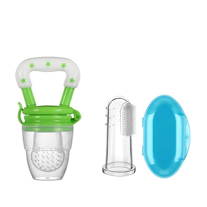 RYUK CREATIVES BPA-Free Finger Brush With Fruit Feeder Baby Tongue Cleaner â€“ Safe, Easy to Use Food Feeder, Oral Care for Babies, Gentle & Effective (Multicolor)-image-29