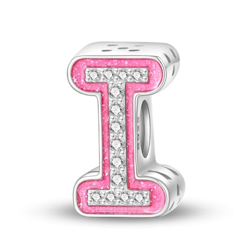 MICOO 925 Sterling Silver AZ Letter Charms Fits Pandora Bracelets Necklace with 5A Cubic Zirconia Alphabet Bead Charm Birthday DIY Jewelry Gift