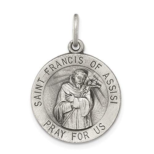 JewelryWeb Sterling Silver St.Francis of Assisi Medal Charm - 20mm- Made in The USA JewelryWeb Sterling Silver St.Francis of Assisi Medal Charm - 20mm- Made in The USA