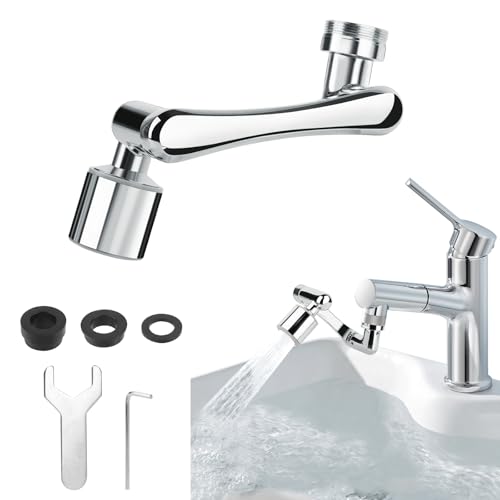 TNEDFOD Aireador Grifo Giratorio 1080°, Extensor Grifo Cocina con 2 Modos de Chorro, Extensor Adaptador Grifo Lavabo, Grifo De Extensión Multifuncional para Baño y Cocina, Aireador de Grifo de Ahorro