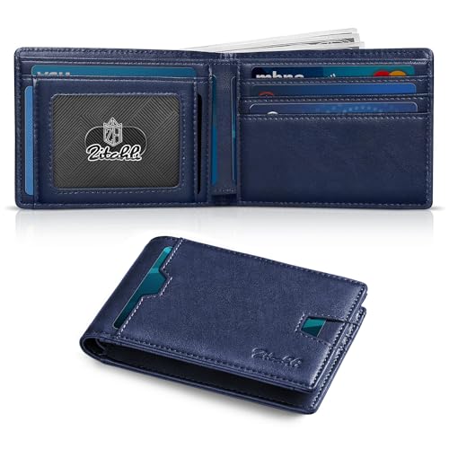 Zitahli Mens-Wallet-Slim-Leather-RFID Blocking Wallet for Men Minimalist Bifold Credit Card Holder with Gift Box