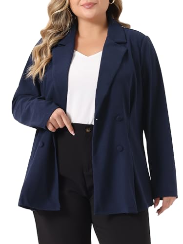 Agnes Orinda Plus Size Women Blazers Lapel Collar Elegant Double Breasted Casual Work Blazers