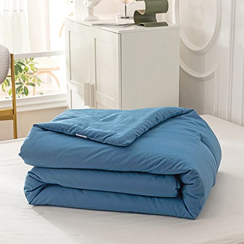 Image of KAREVER Lake Blue Comforter Set Twin Solid Blue Bedding Quilt Set Boys Bright Blue Blanket Set for Kids Teens Lightweight Breathable Durable Women Bed Comforter Set