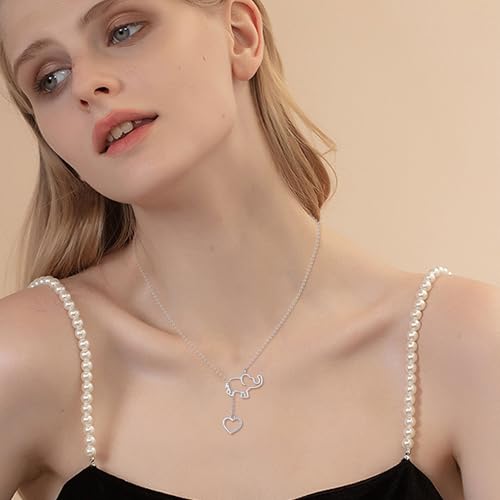 Elephant Y-Necklace 925 Sterling Silver Animal Lariat Necklace Jewelry Heart and Elephant Gifts for Women4