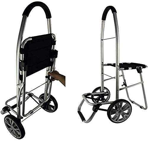 QHYTL Einkaufstrolley Multifunktions-Einkaufswagen Faltbarer Trolley Mit Tragehocker Tragbarer Taschenkörper, Der Mehr… – Bild 4