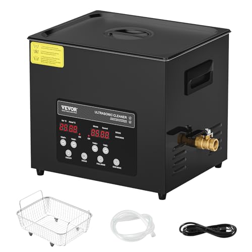 Image of VEVOR Ultrasonic Cleaner, 10L, 600W Heating Power Ultra Sonic Cleaning Machine with Gentle Mode & Upgraded Degassing, 4 PCS Transducers, 40kHz Industrial Ultrasound Cleaner for Jewelry, Beakers, Tools