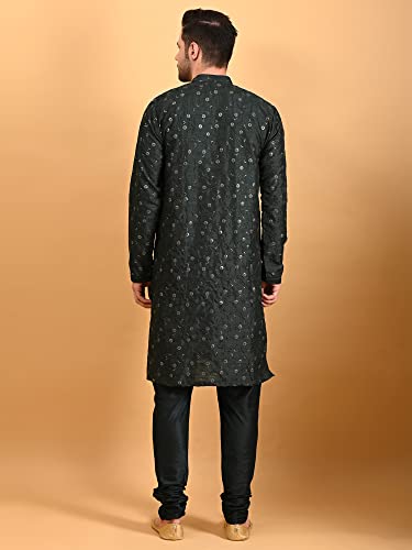 Image of Uri and MacKenzie Embroidery Silk Men's Kurta Pyjama Set