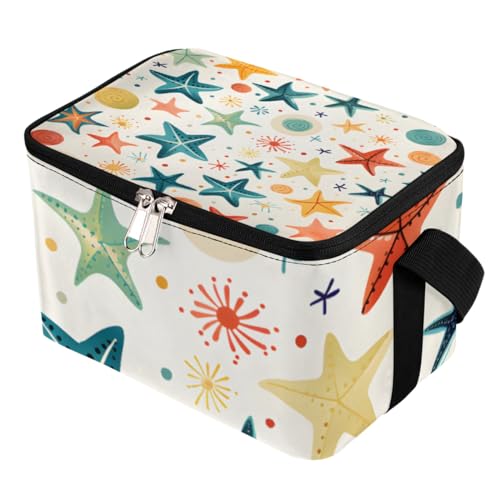 GzLeyigou Lunch Bags for Women Men 9 Cans,Starfish Hot & Cold Food Delivery Bag Insulated Grocery Bag Insulated Lunch Box Marine Colorful Starfishes Cooler Bag for Office Work Picnic Beach