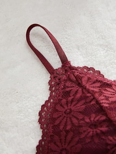 Image of RoseSeek Women's 4 Pack Floral Lace Adjustable Straps Wireless Bra Scallop Trim Molded Bralettes Sets