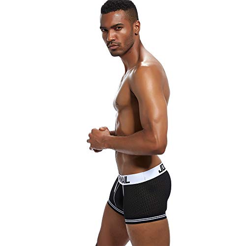 Jockmail Sexy Boxer Men Sexy Mesh U Pouch Underwear Sexy Underpants Cueca Cotton Pants Trunks Boxer Shorts Gay Panties (Black, M) #TOP7