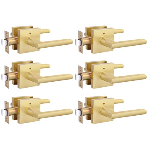 Goldenwarm Gold Door Handles Interior, Zinc Alloy Brushed Gold Privacy Door Handles, Heavy Duty...