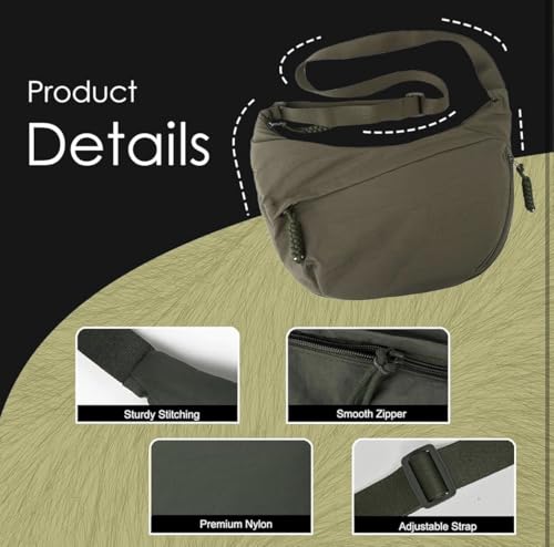 Image of WildHorn Travel Crossbody Crescent Bag for Women | Over-Shoulder Half Moon Sling Purse with Zipper | Unisex Chest Bag & Waist Bag for Daily Travel Use