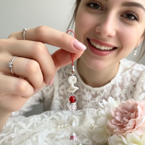 Image of SNOWY SHOP Korean Silver Bow Phone Charm - Cute Heart & Starfish Pendant | Aesthetic Korean Mobile Chain, Bag Hanging & Keychain Jewelry for Girls & Women