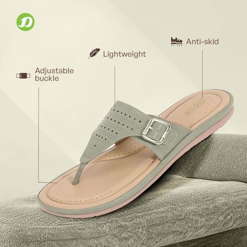 Image of DOCTOR EXTRA SOFT Women's Flat Memory Foam Slippers /Flip-Flops Fashion Stylish Casual Comfortable Diabetic Orthopedic Lightweight Synthetic Slip-on Sandals with Adjustable Buckle for Girls & Ladies D-609